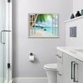 thumbnail image 2 of Beach Bathroom Wall Art Coastal Beach Palm Trees Pictures Wall Decor Blue Sea 3D Window View Canvas Painting Print Artworks Tropical Ocean Nautical Wall Decor Framed for Living Room Bedroom 16"x12", 2 of 6