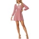 thumbnail image 2 of INSPIRE CHIC Women's Polka Dots Peter Pan Collar Contrast Long Sleeve Shirt Dress XL Pink, 2 of 5