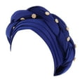 thumbnail image 3 of ZSQDM Fashion Women beading Braid Hat Muslim Ruffle Cancer Wrap Cap Sleep Caps Satin Lined Hair Bonnets Women beanie Straw Hat berets Migraine Cap, 3 of 3