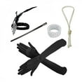 thumbnail image 4 of [BRAND FACTORY PRICE!]Women Costume Gatsby Feather Headband Earrings Elegant Long Satin Gloves Set of Decorations Pearl Necklace Accessories Art Deco Parties, 4 of 5