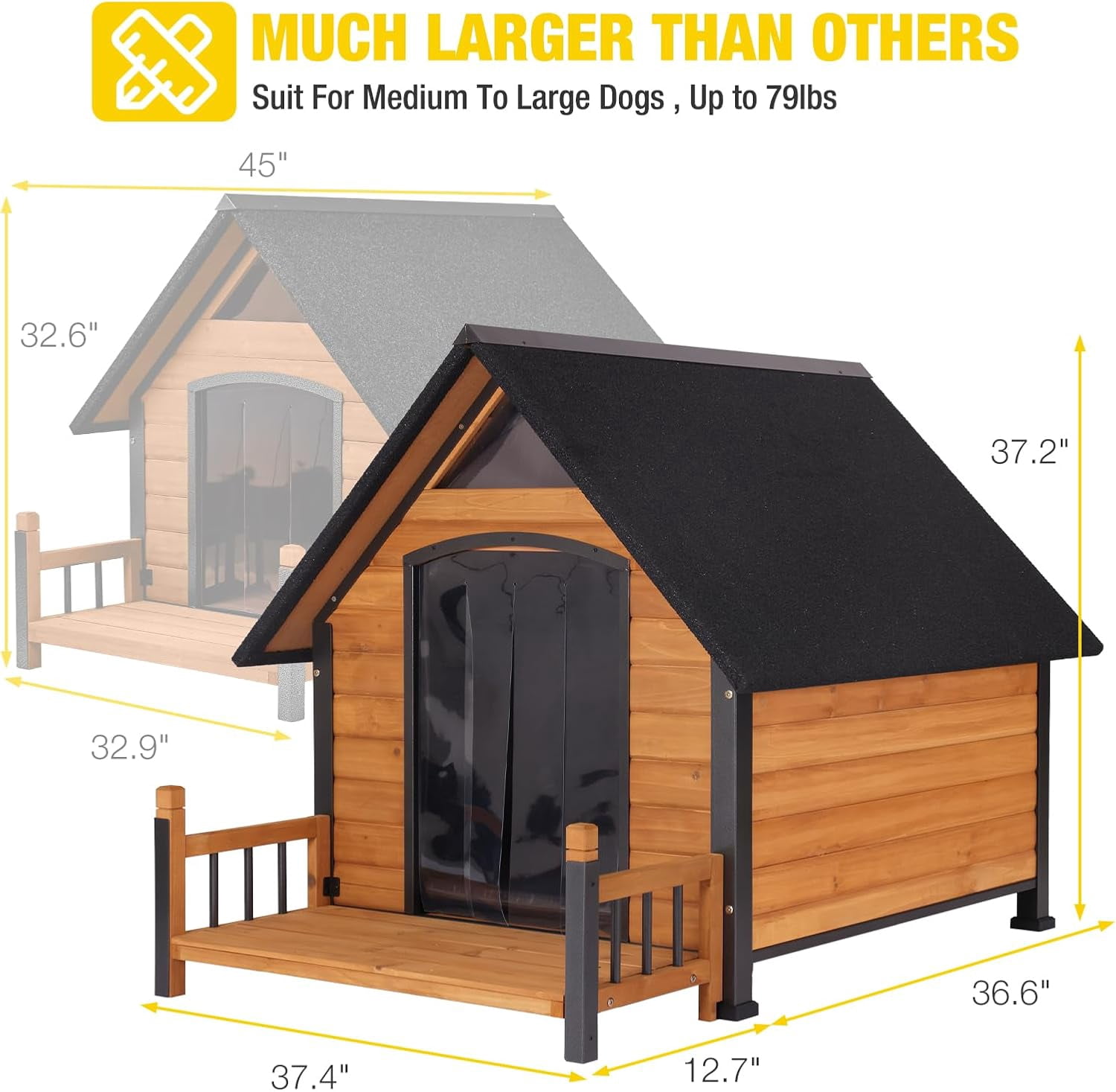 Aivituvin Dog House Outdoor with Insulated Liner and Metal Frame Waterproof Dog Kennel for Small to Large Sized Dogs Large Doghouse 100% Insulated Puppy Shelter for Winter 37.4"