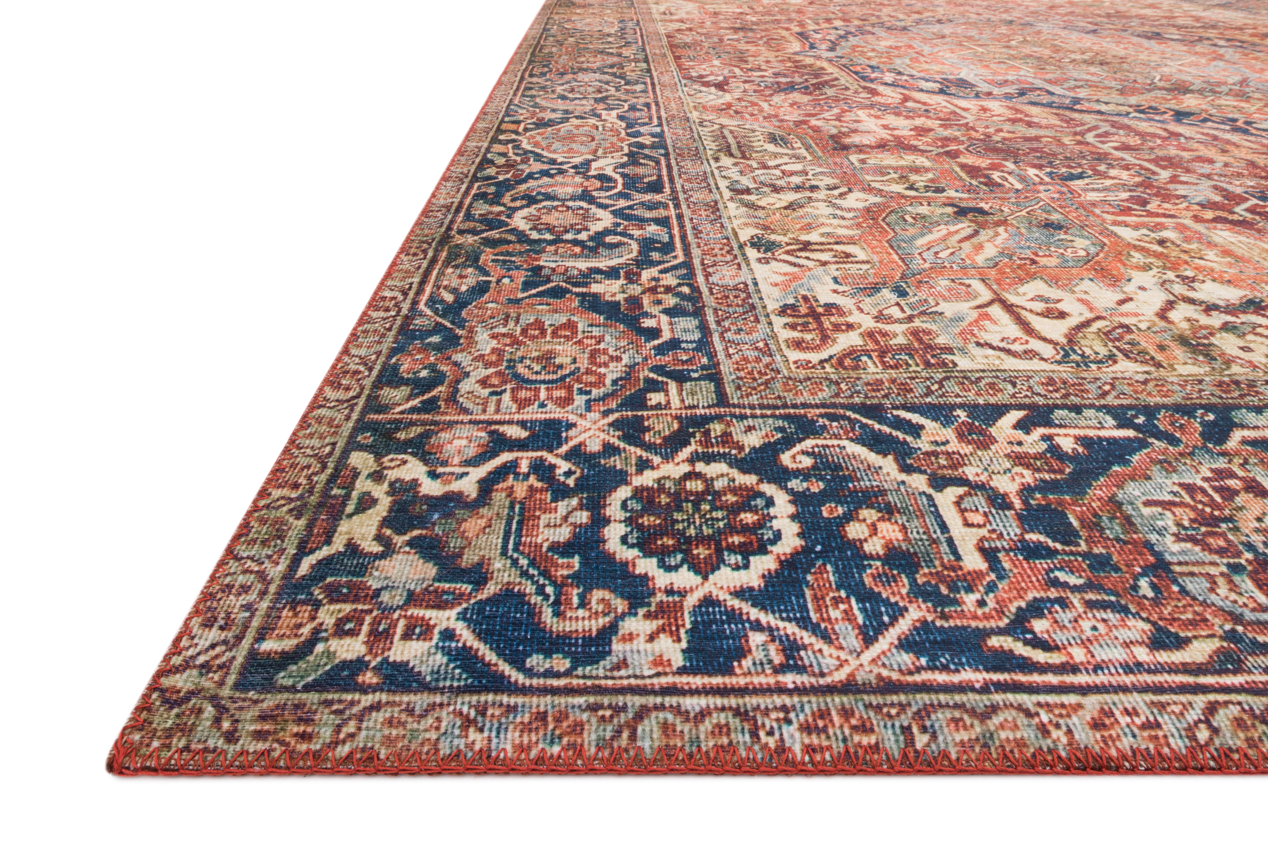 Loloi Layla Printed Oriental Distressed Red / Navy Area Rug