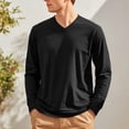 thumbnail image 7 of GrmtClth Mens Long Sleeve Shirts Basic V-Neck Classic Tops Solid Color Fashion Tee Slim Fit Clothes Black 5XL, 7 of 7