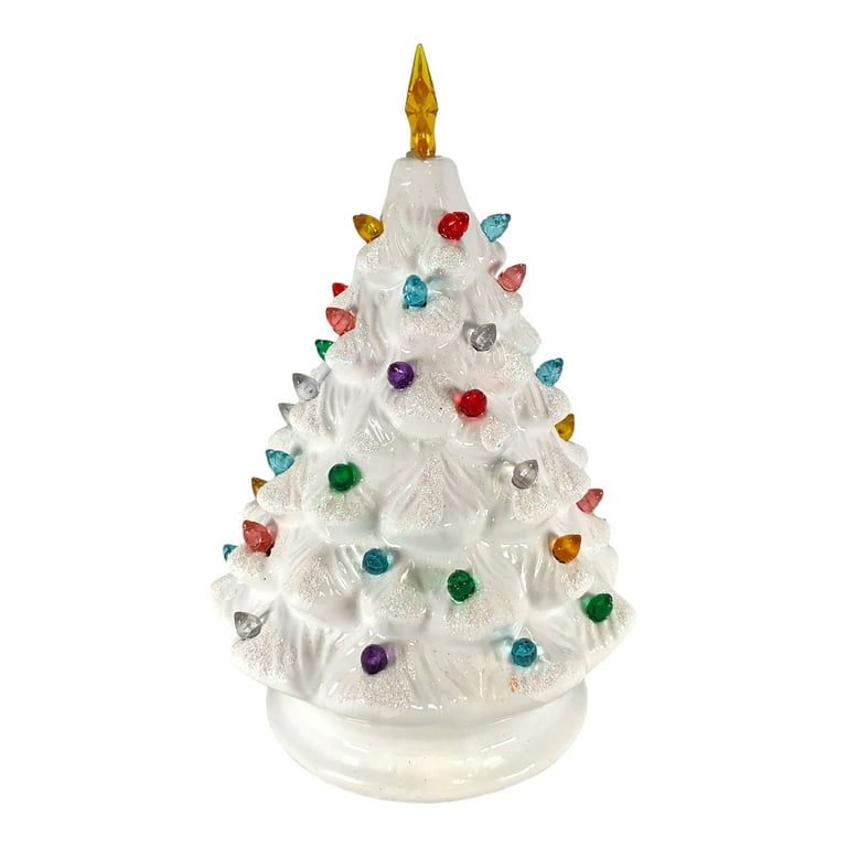 15.5 Iridescent White Ceramic Christmas Tree - Inspired Vintage Christmas Tree - Light Up Tree The Holiday Aisle