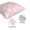 thumbnail image 4 of Throw Pillow Covers, Cartoon Cute Rabbit Pink Flower Soft Square Pillow Cases with Invisible Zipper for Couch Bed Sofa, Farmhouse Fall Home Decor 20"x20", 4 of 7