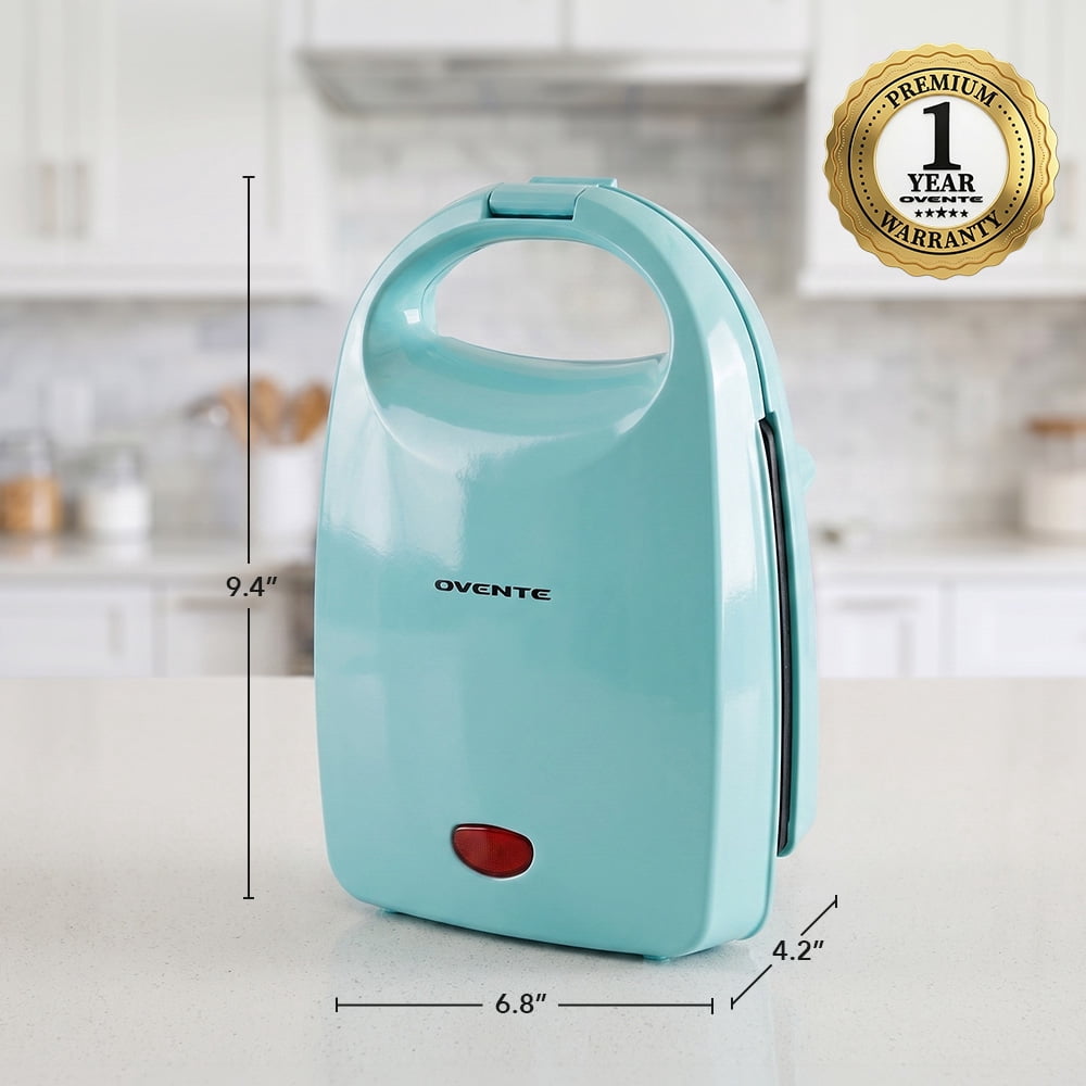 OVENTE Electric Waffle Bowl Maker, 520W Power, Turquoise WMB2405BL | Non-Stick Coating, Indicator Light and Cool Touch Handle, Perfect for Homemade Ice Cream Cups & Delicious Desserts