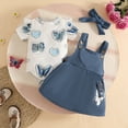 thumbnail image 5 of Wxirdiow Toddler Girl Summer Clothes Infant Baby Girl Ribbed Ruffle Romper Bodysuit Heart Embroidery Denim Suspender Skirt Dress Navy Size,12-18 Months, 5 of 5