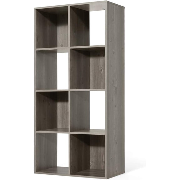 Sturdy 8-Cube Storage Organizer Shelf, 23.6" W x 11.6" D x 46.5" H, Open-Back Bookcase with Thick Ed