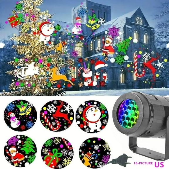 Christmas LED Projector Light Moving Outdoor Landscape Stage Xmas Lamp 16 Effect，Holiday Projector for Christmas & Party Decoration