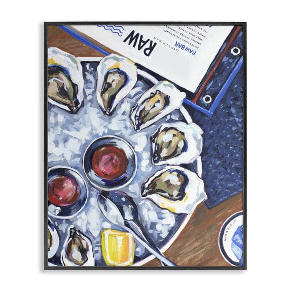 Stupell Industries Coastal Oysters on Ice Black Framed Giclee Art, 11 x 14, by Rachel Nerney