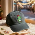 thumbnail image 3 of Christmas Hats for Men Women, Adjustable Embroidered Christmas Baseball Cap, Frog with Santa Hat Pattern (Black), 3 of 8