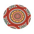 thumbnail image 4 of simhoa Round Polyester Dining Table Cloth DustProof Oil Dinner Party Decor 10.Bohemian red round, 4 of 7
