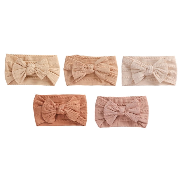 5 piezas de diademas suaves para bebés con lazo, bandas elásticas de punto para el pelo para fiesta de cumpleaños, accesorios de fotografía de una sola capa Sunnimix Diademas para niñas