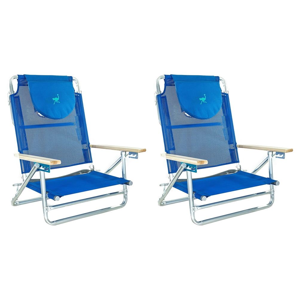 1 Fish 2 Fish Nautica Reclining Folding Beach Chair w/Cooler & Cup Holder 