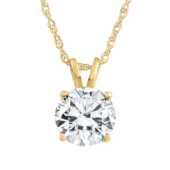 Pompeii 5/8Ct Solitaire Round Diamond Pendant Necklace 14K Yellow Gold (I-J,I3)