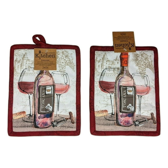 Set of 2 CHOICE WINE Toscana Potholders, by Kay Dee