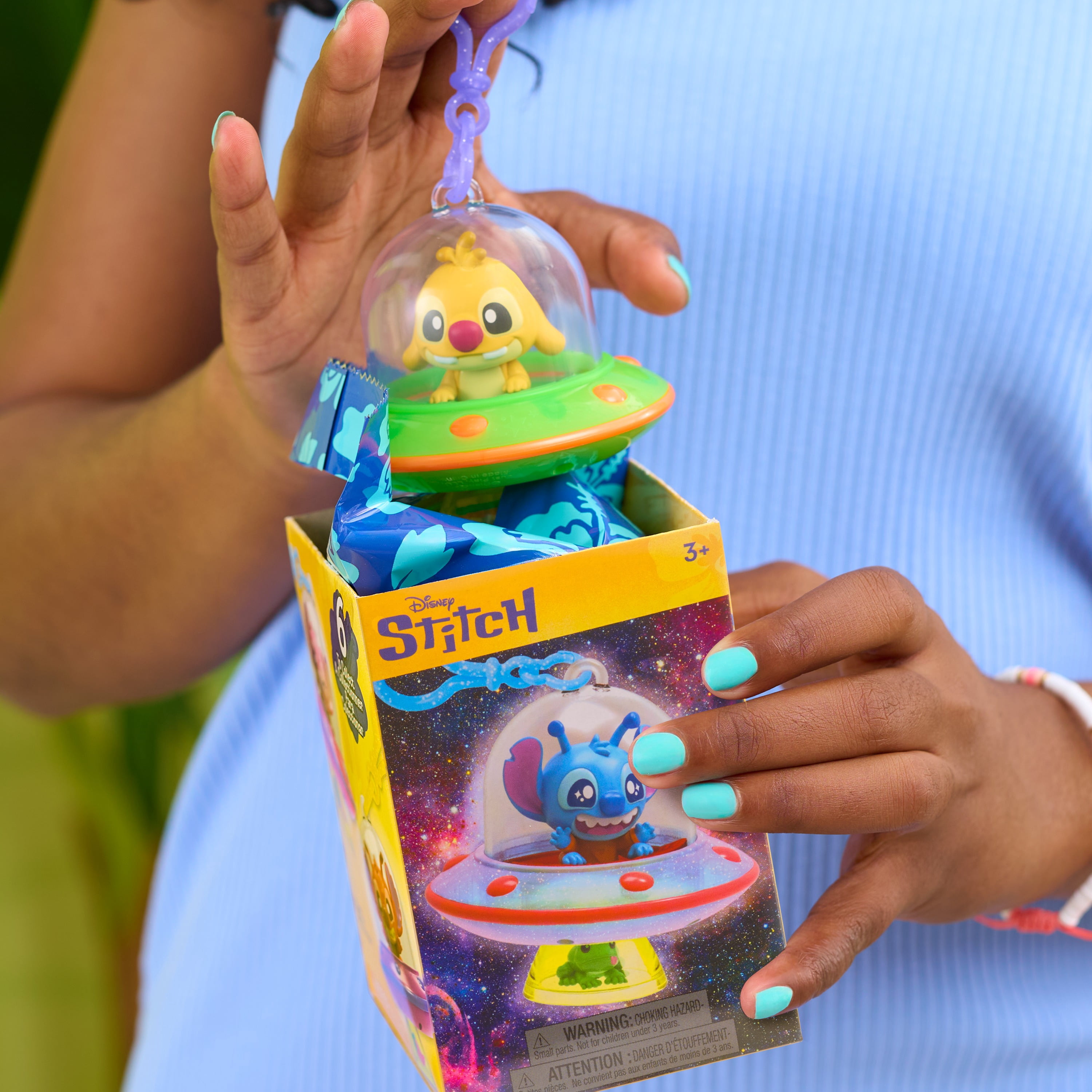 Disney Stitch Clip-On Figures, 3-Inch Collectible Clip-On Figure, Blind Box Toy by Just Play, 6 to Collect, Includes Clip-On Figure, Ages 3+