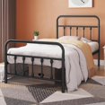 Single Bed Frame with Headboard, No Springs Required, Mattress