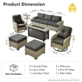 thumbnail image 4 of Vcatnet 9 Pieces Patio Fire Pit Sets, Outdoor Patio Conversation Furniture Set, Wicker Sectional Sofa with Swivel Glider Chairs and Ottoman, Black, 4 of 10