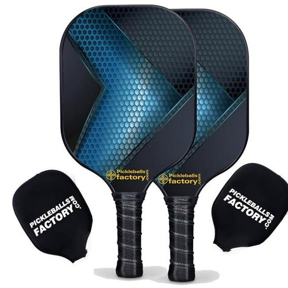 Pickleball Factory PB0009-5-C Pickleball Starter Set - Hexagon Grids Usapa Pickleball Paddles, Portable Pickleball Set, Carbonfiber Graphite