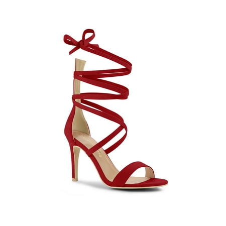 

Allegra K Women s Open Toe Stiletto Heeled Lace up Solid Sandals