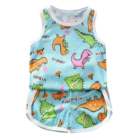 

Toddler Kids Baby Boys Girls Sleeveless Cartoon Dinosaur Floral Vest T Shirt Tops Shorts 2Pcs Set Summer Tracksuit Sleepwear Outfits
