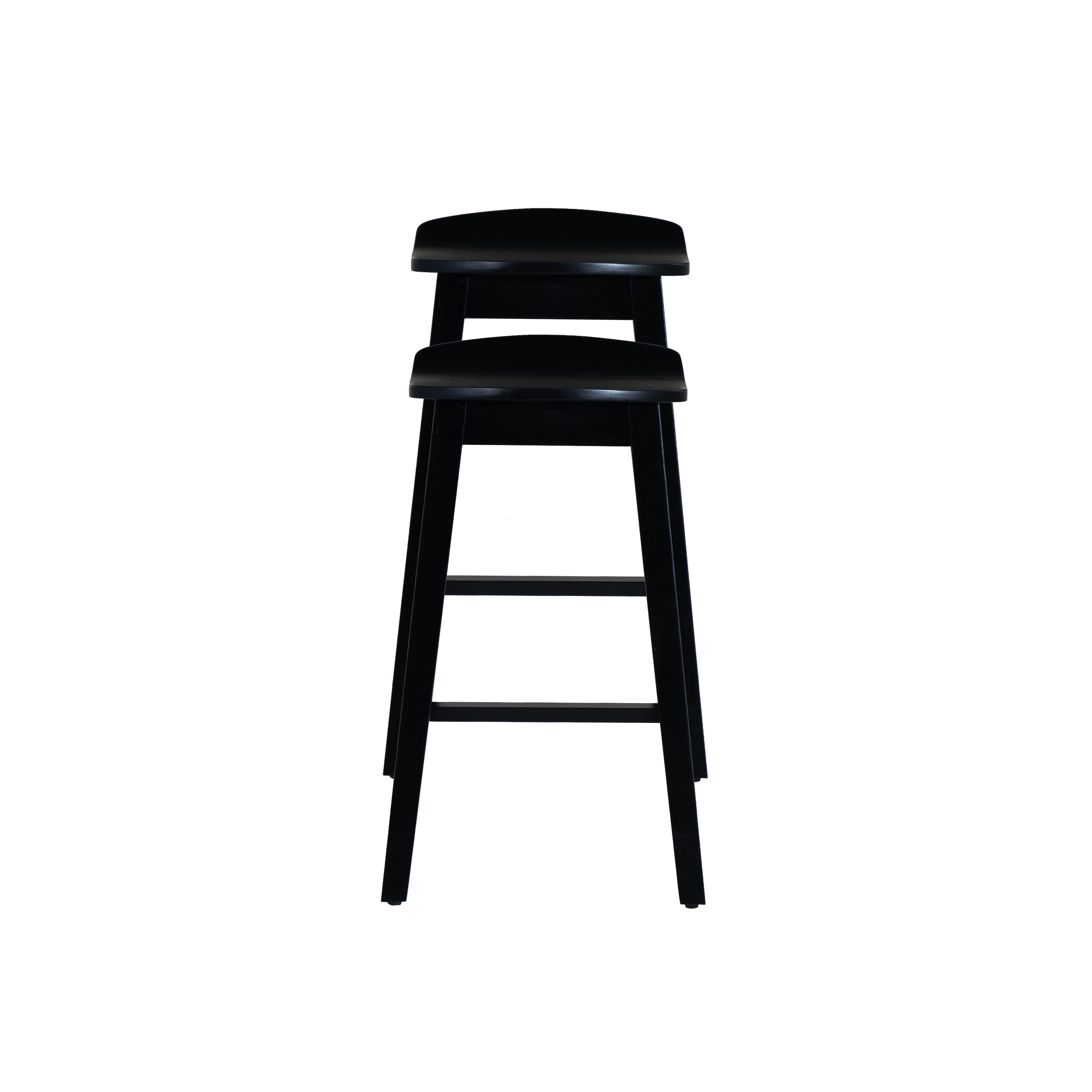 Linon Condal 26" Backless Wood Saddle Counter Stool, Set of 2, Black