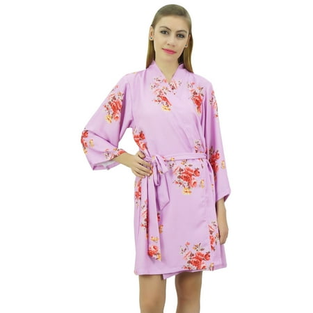

Bimba Women s Floral Printed Pink Georgette Bridesmaid Robe Coverup Wrap-8
