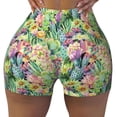 thumbnail image 2 of Lsque Watercolor Blooming Cactus Pattern High Waisted Biker Shorts for Women-Tummy Control Fitness Athletic Workout Running Yoga Gym Shorts,Moisture-Wicking-Large, 2 of 9