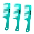 thumbnail image 4 of Tachiuwa 3 Pcs/Set Hairdressing Salon Anti-static handle wide Tooth Hair Comb Blue, 4 of 9