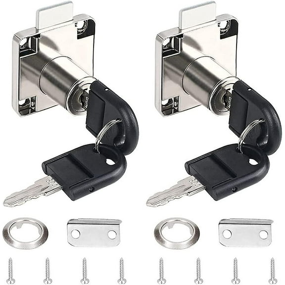 2 Pieces White Latch Push Lock Zinc Alloy Desk Drawer Lock Cylinder Cabinet Lock