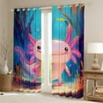 thumbnail image 2 of Erosebridal Kawaii Axolotl Curtains and Drapes (38x45), Blue Pink 30%-50% Blackout Curtains for Bedroom, Lake Lotus Curtains for Living Room, Window Drapes Bedroom Decoration, 2 of 6