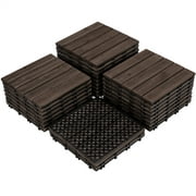 Easyfashion 12" x 12" Interlocking Wooden Floor Tiles, Outdoor and Indoor, 27 pieces, Black Flooring Materials