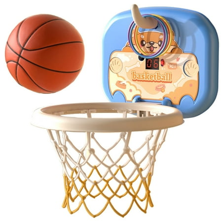 ZMKIAG Kids Basketball Shooting Toy with Score and Cheer Sound - Adjustable Height Indoor Hoop Folding Dog Design Basketball Set with Pump & Shooting Circle for Boys Girls Age 3+