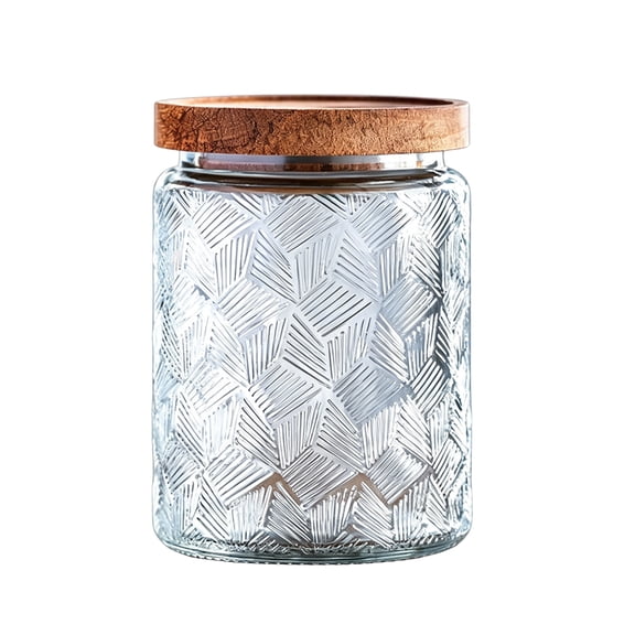 JHyouerji Clear Glass Sealed Canister 4x5x4 Inch,Food Safe Storage Vessel for Coffee Tea Candy Dry Grains Kitchen Counter Pantry Organizer