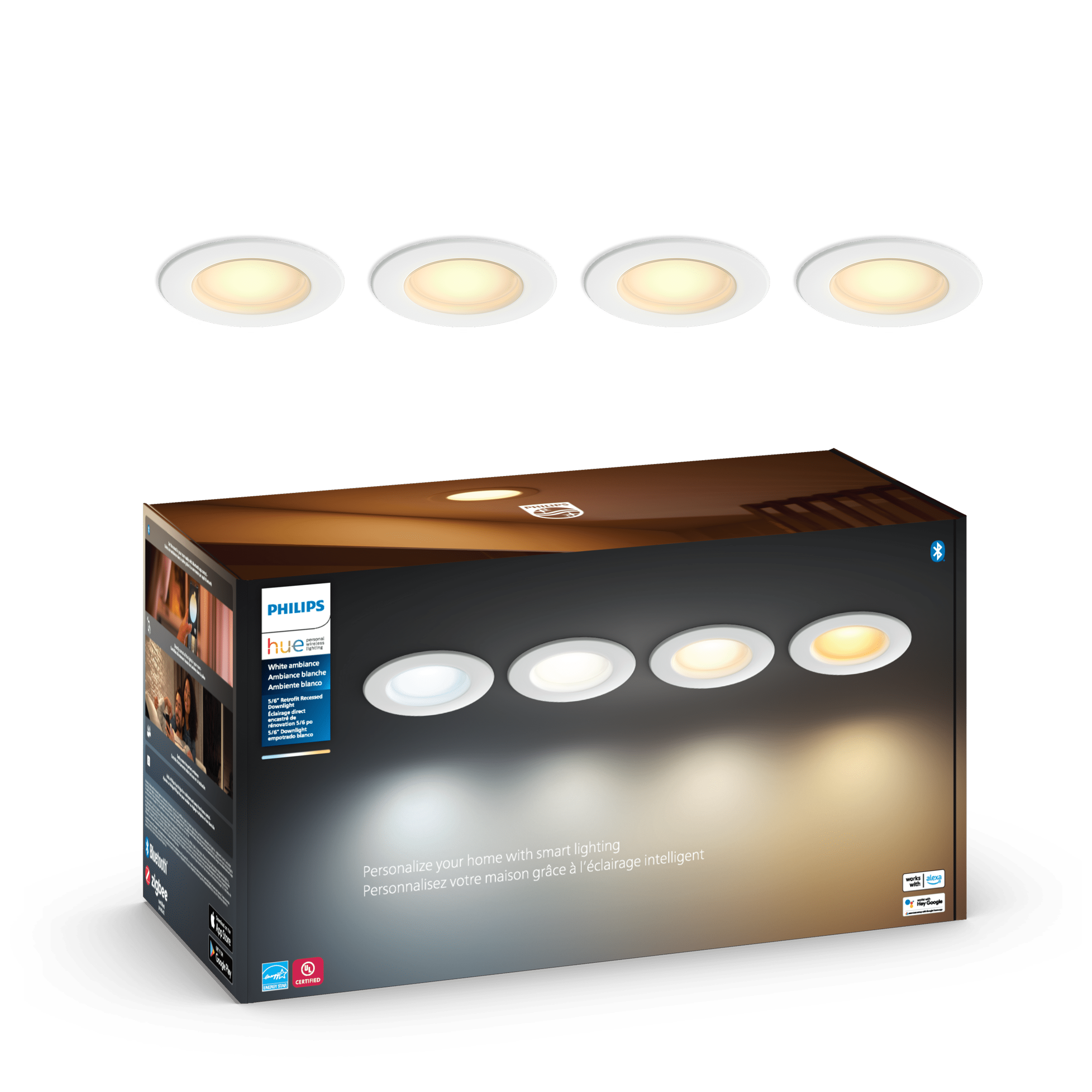 Philips Hue White and Color Ambiance 5/6 inch Downlight 4pk