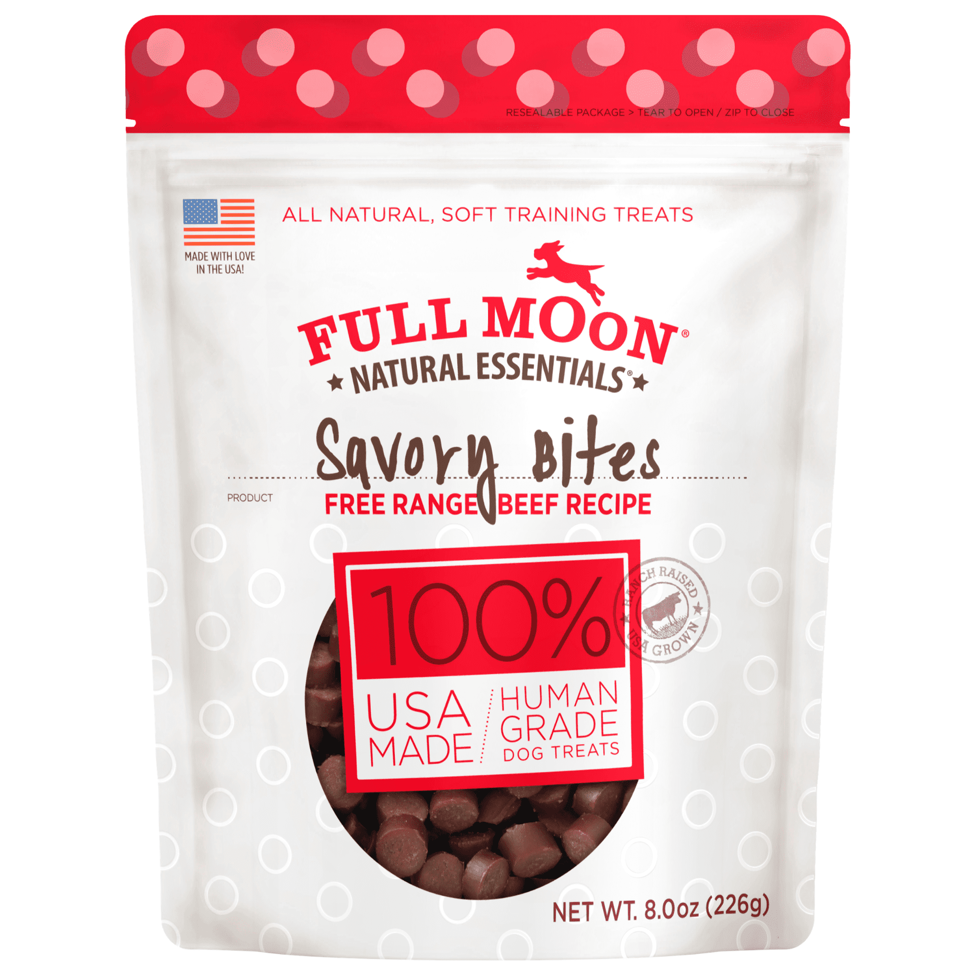 Full Moon All Natural Human Grade Dog Treats, Essential Beef Bites, 8 Ounce