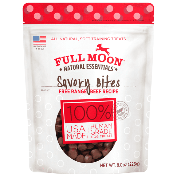 Full Moon All Natural Human Grade Dog Treats, Essential Beef Bites, 8 Ounce