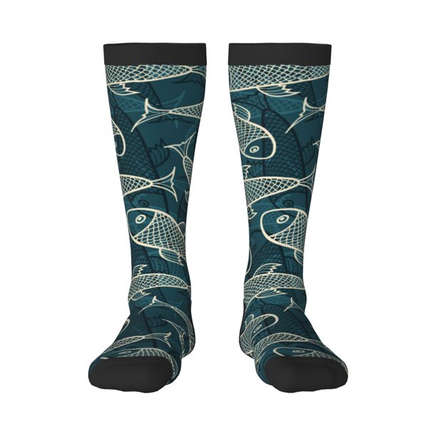 Balery Fish Style Calcetines novedosos Calcetines deportivos Calcetines hasta la rodilla Calcetines de algodón Calcetines originales y geniales
