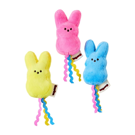 PEEPS® Easter Set of 3 Bunny Plush Cat Toys with Rattle