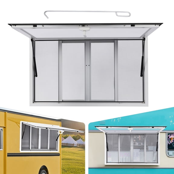 Aluminum Alloy Concession Window 4 Sliding Screens Food Truck Trailer Service