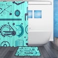 thumbnail image 2 of Mechanical Gear Design Bathroom Accessory Sets Waterproof Shower Curtain with Anti-Slip Bath Mat Durable Combo, 2 of 7