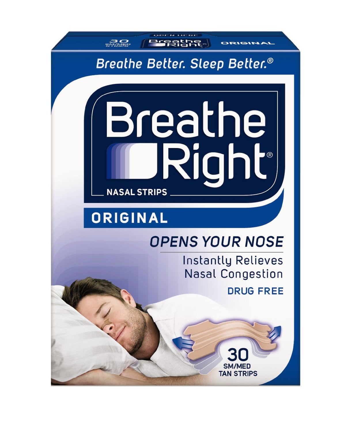 3 Pack Breathe Right Nasal Strips Original Tan Small/Medium 30 Each = 90 Strips