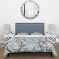 thumbnail image 3 of Designart "Chinoiserie Featuring Birds and Peonies XI" Floral Bedding Covert Set - Traditional Grey Bed Set With 2 Shams, 3 of 6