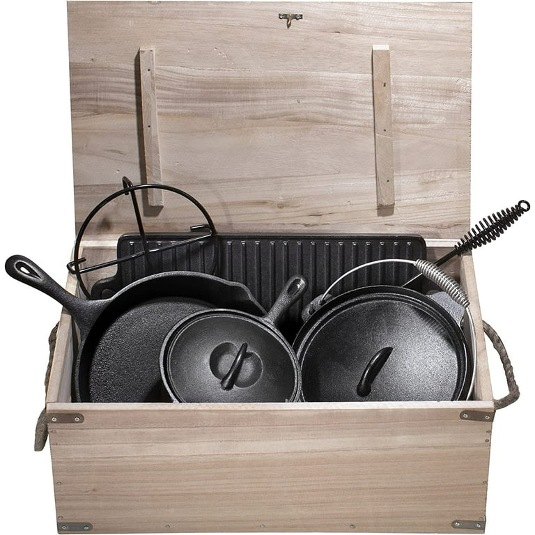 Bruntmor 7pc Pre-Seasoned Cast Iron Set: Dutch Oven, Grill Pan, Wok,  Skillet, & Chainmail, 12 - Fry's Food Stores