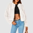 thumbnail image 2 of YDFCWXW Women's 2025 Winter Coats Fleece Cropped Jacket Fur Long Sleeve Pockets Shaggy Warm Outerwear Fall Clothes White, XXL, 2 of 5