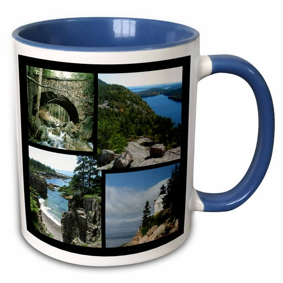3drose, Acadia National Park - Collage Views, 11oz Two-tone Blue Mug