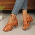 thumbnail image 5 of Sandals for Woman Ndbuld Women's Fashion Casual Summer Style Solid Color Thick Bottom Hollow One-Strap Thick Heel Slippers, 5 of 9