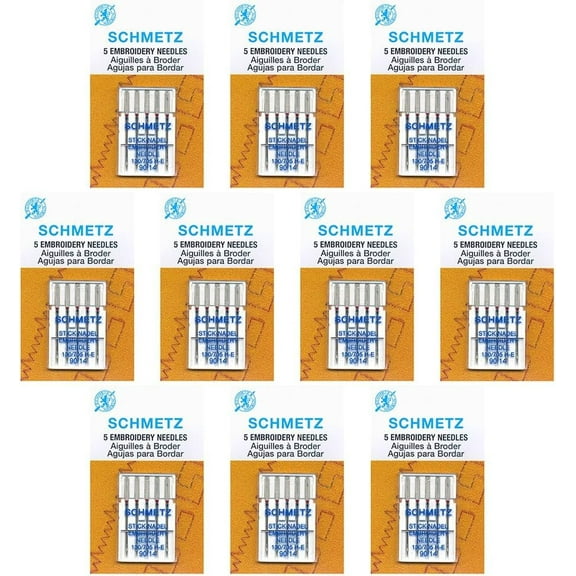 50 SchmetzEmbroidery Sewing Machine Needles -Size 90/14- Box of 10 Cards