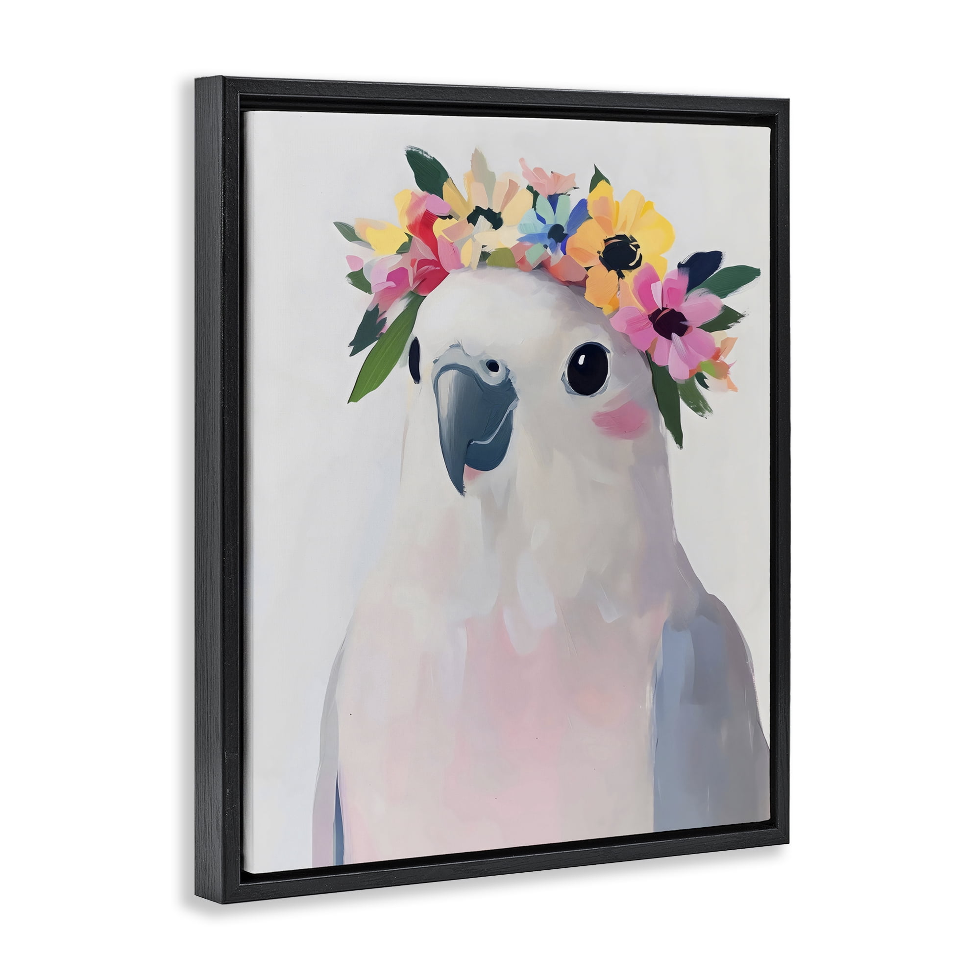 Stupell Industries Flower Crown Dove Black Framed Floater Canvas Wall Art, design by The Prints Vibe